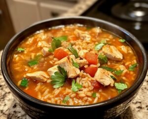 Sopa de pollo con arroz