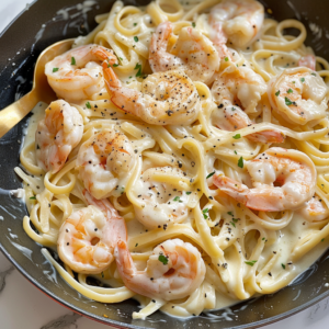 Pasta Alfredo con Camarones