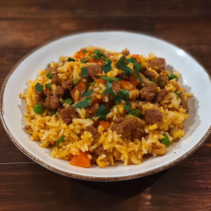 arroz frito con carne de res

