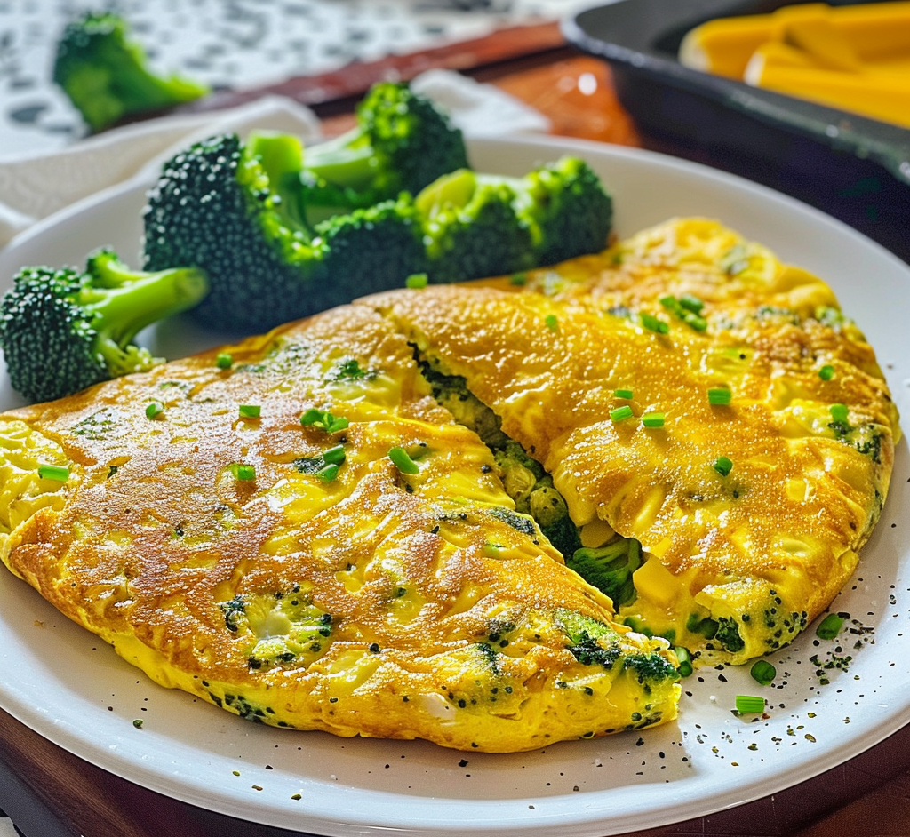 Tortilla Esponjosa de Brócoli con Queso Derretido