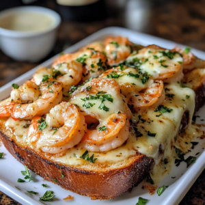 Sándwich de Queso Derretido con Camarones y Pan de Ajo