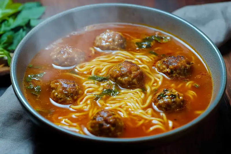 Sopa de Albóndigas con Fideo