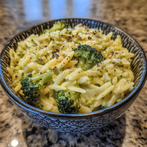 Orzo cremoso con brócoli