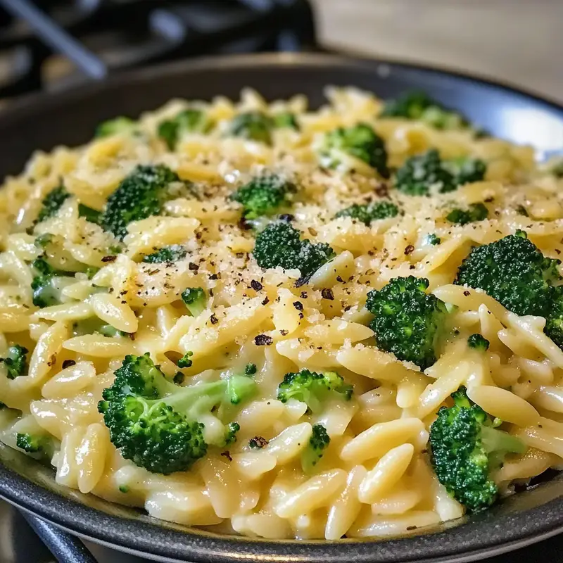 Orzo cremoso con brócoli