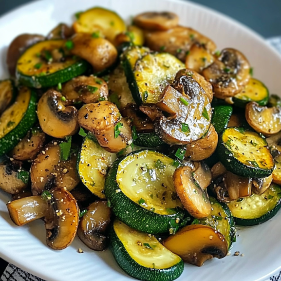 Calabacín Salteado Bajo en Carbohidratos con Champiñones