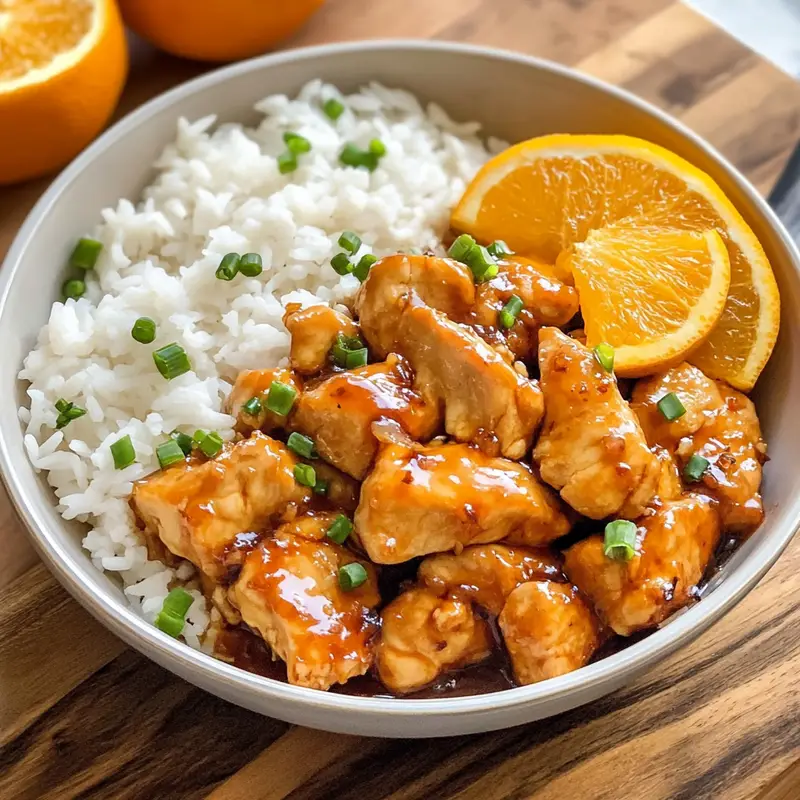 Pechuga de pollo a la naranja con arroz