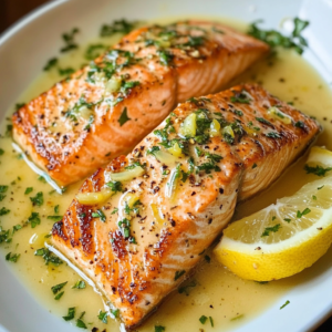 Salmón al Sartén con Salsa de Limón y Ajo