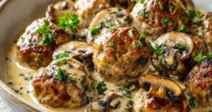 Albóndigas en salsa de champiñones